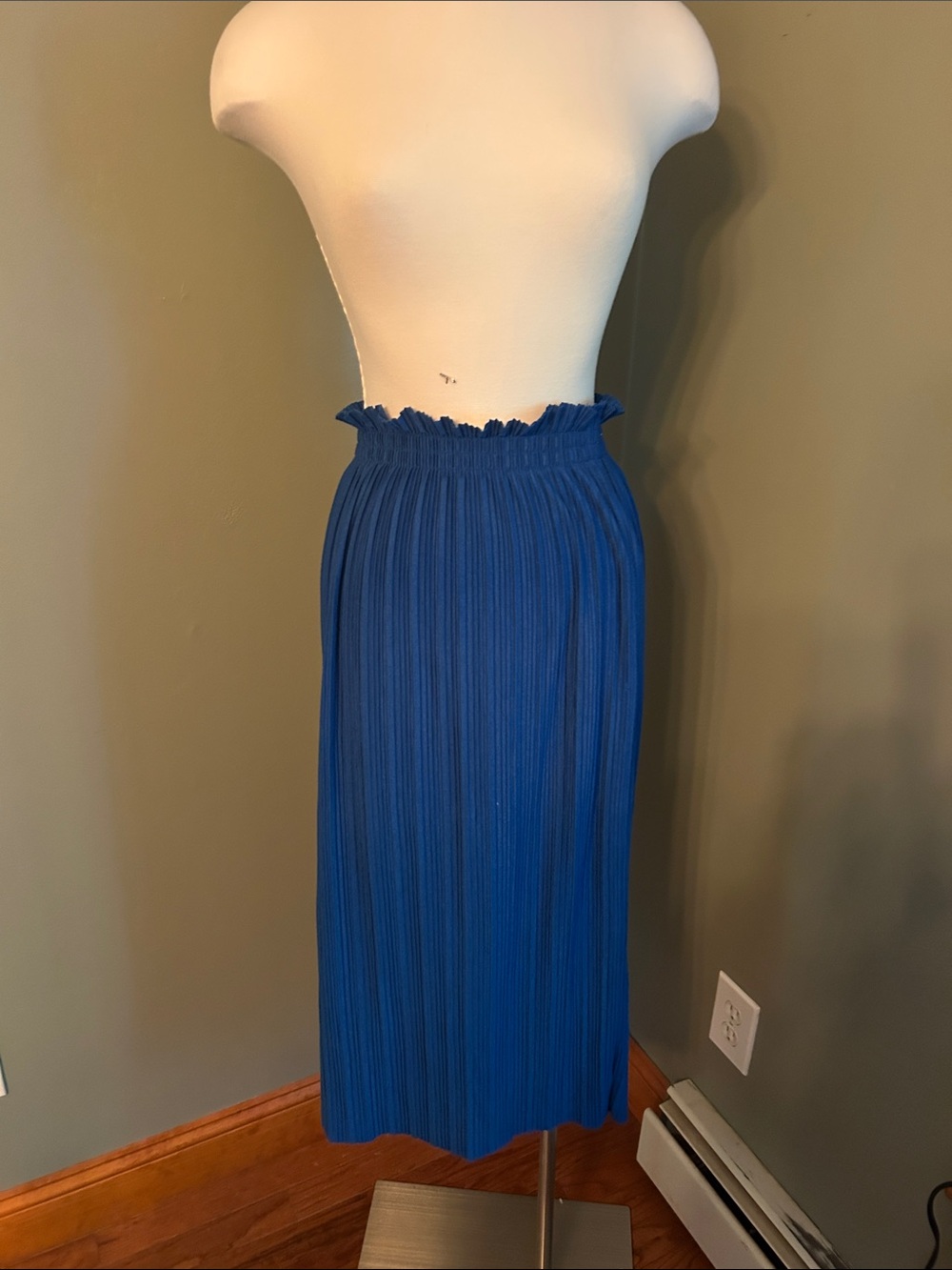OAK + FORT Cobalt Pleated Midi Skirt